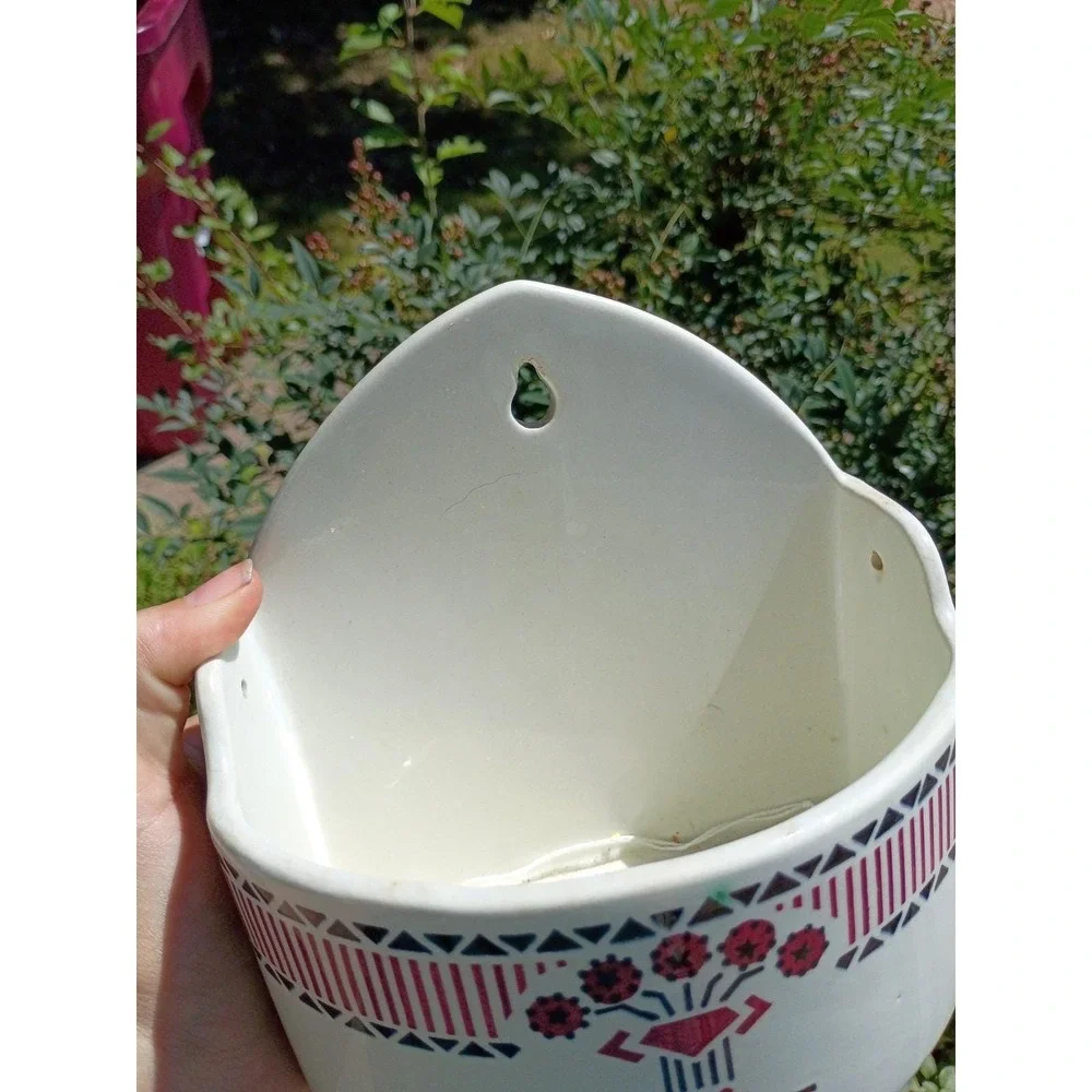 Vintage Czechoslovakia Yvonne 360 Pottery Salt Box No LId Red Rare Color 6.5